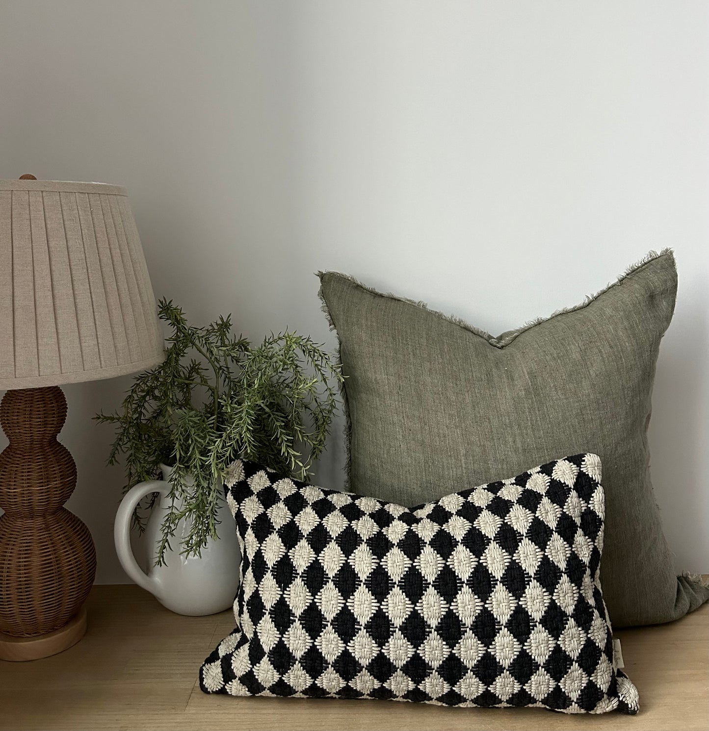 Black Check Weave Pillow