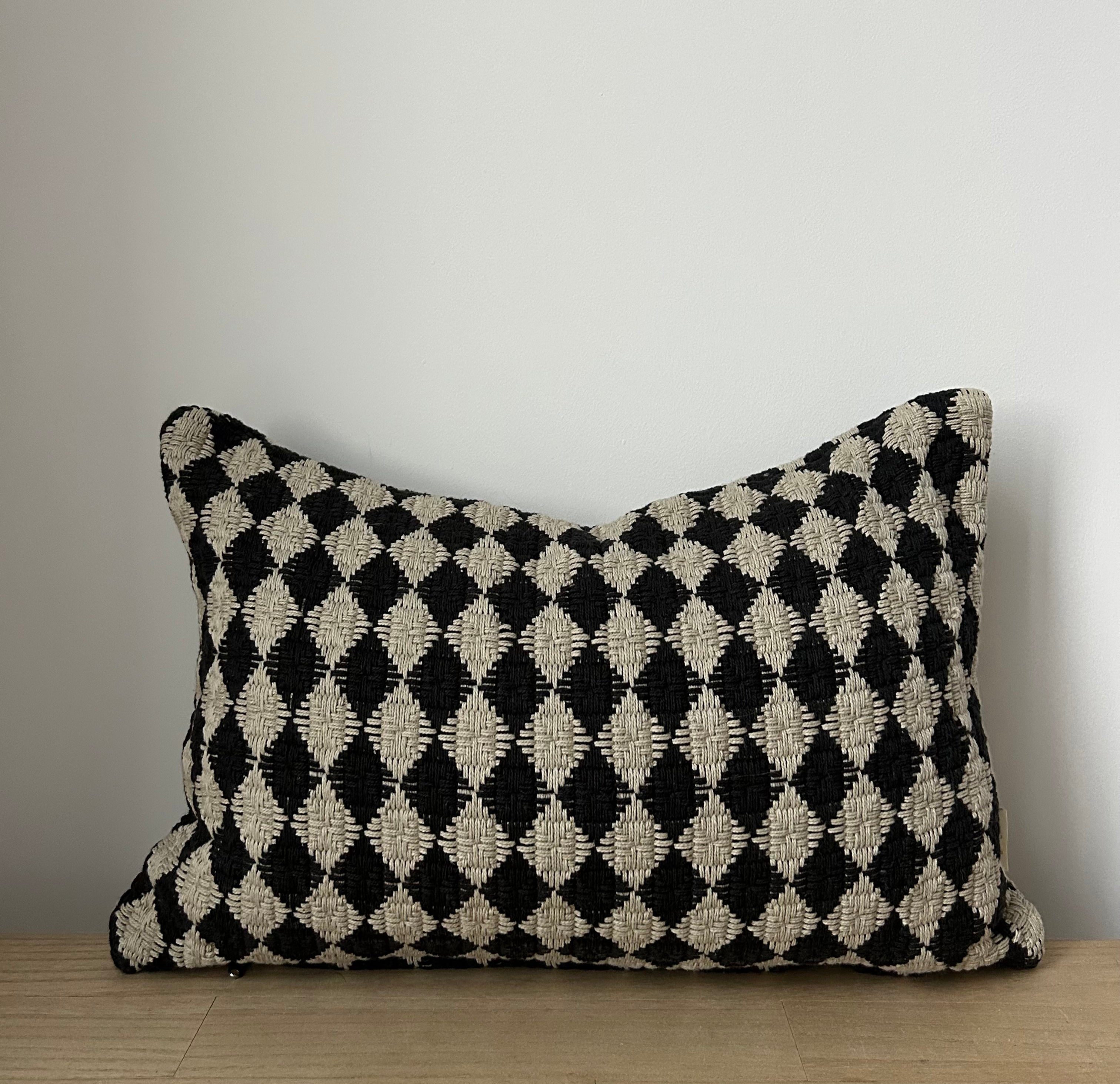 Black Check Weave Pillow